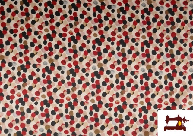 Acheter copy of Tissu Rouge à Pois Noirs couleur Rouge