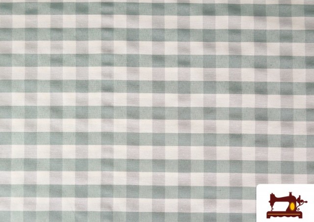 Acheter Tissu en Canvas Imprimé avec Carreaux Vichy de Couleurs Largeur 280 cm couleur Vert mer