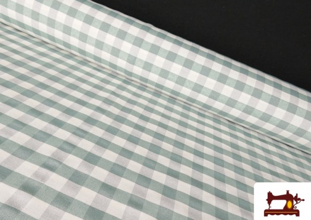 Vente de Tissu en Canvas Imprimé avec Carreaux Vichy de Couleurs Largeur 280 cm couleur Vert mer