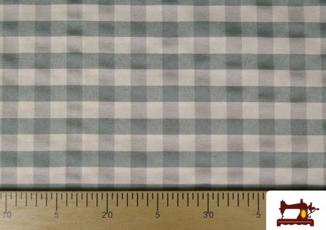 Acheter en ligne Tissu en Canvas Imprimé avec Carreaux Vichy de Couleurs Largeur 280 cm couleur Vert mer