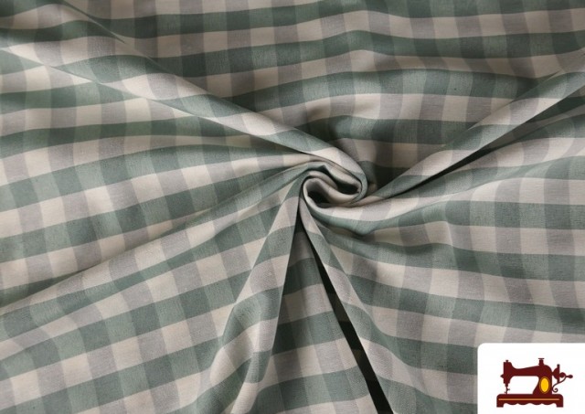 Vente en ligne de Tissu en Canvas Imprimé avec Carreaux Vichy de Couleurs Largeur 280 cm couleur Vert mer