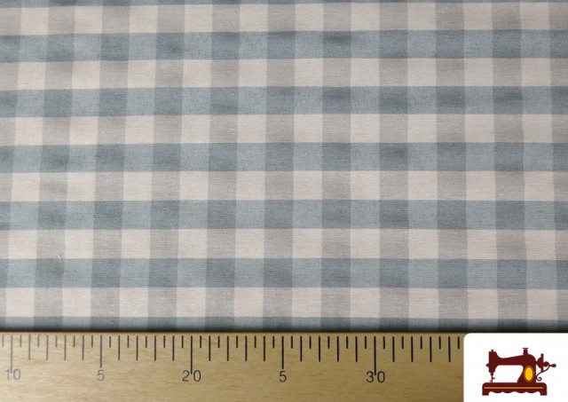 Vente de Tissu en Canvas Imprimé avec Carreaux Vichy de Couleurs Largeur 280 cm couleur Bleu