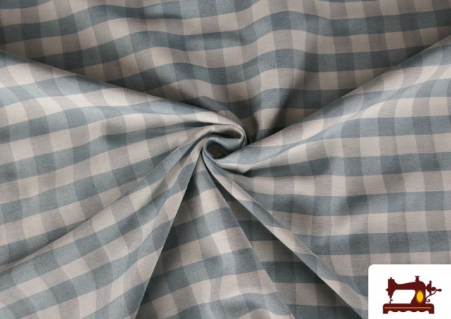 Acheter en ligne Tissu en Canvas Imprimé avec Carreaux Vichy de Couleurs Largeur 280 cm couleur Bleu