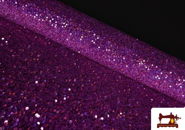 Acheter Tissu Jersey Velours Martelé avec Sequins couleur Violet foncé