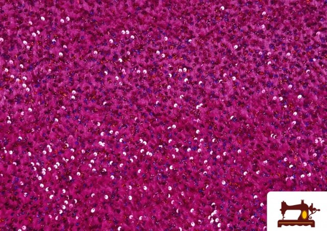 Vente en ligne de Tissu Jersey Velours Martelé avec Sequins couleur Fuchsia