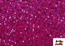 Tissu Jersey Velours Martelé avec Sequins couleur Fuchsia