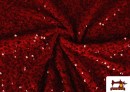Vente en ligne de Tissu Jersey Velours Martelé avec Sequins couleur Rouge