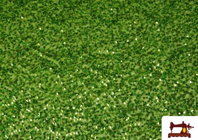 Tissu Jersey Velours Martelé avec Sequins couleur Vert