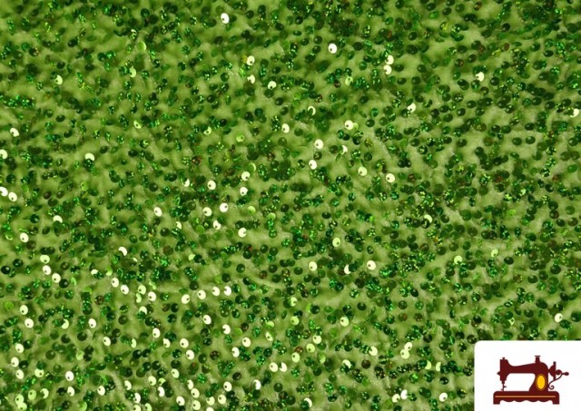 Tissu Jersey Velours Martelé avec Sequins couleur Vert