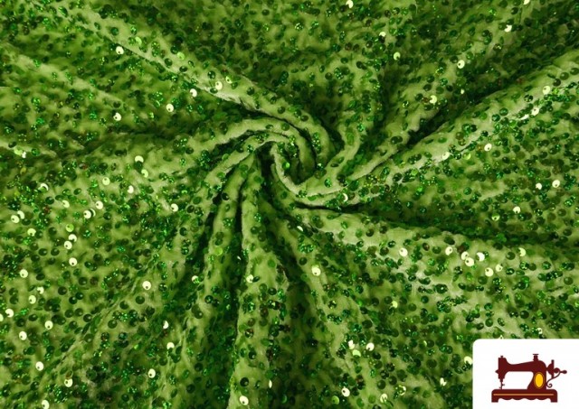 Acheter Tissu Jersey Velours Martelé avec Sequins couleur Vert