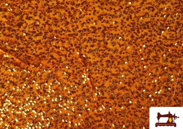 Acheter en ligne Tissu Jersey Velours Martelé avec Sequins couleur Orange