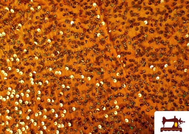 Vente en ligne de Tissu Jersey Velours Martelé avec Sequins couleur Orange
