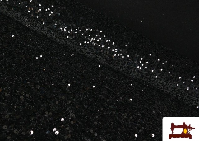 Tissu Jersey Velours Martelé avec Sequins couleur Noir