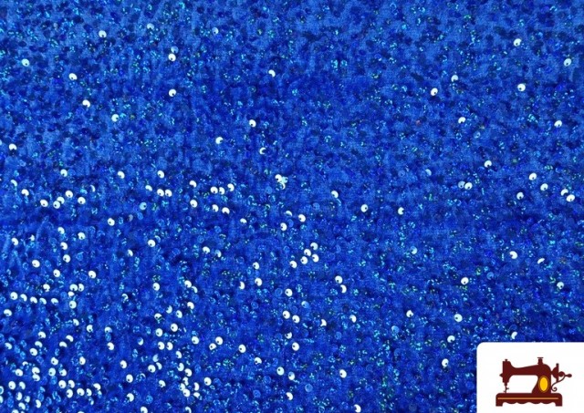 Acheter en ligne Tissu Jersey Velours Martelé avec Sequins couleur Gros bleu