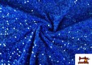 Tissu Jersey Velours Martelé avec Sequins couleur Gros bleu