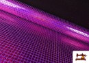 Tissu avec Pailletes à Carreaux Effet Hologramme - Pièce 25 Mètres couleur Violet foncé