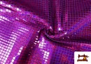 Tissu avec Pailletes à Carreaux Effet Hologramme - Pièce 25 Mètres couleur Violet foncé