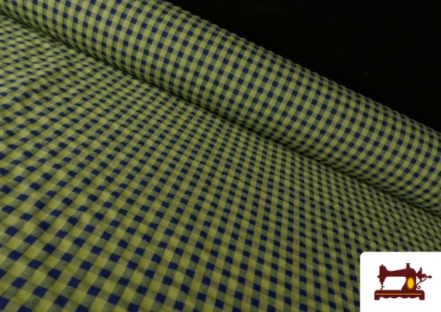 Acheter Tissu à carreaux vichy fluo et couleurs froissé Seersucker couleur Kaki