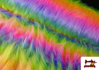 Tissu Fausse Fourrure Longue Fantaisie Arc-en-ciel