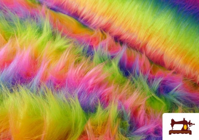 Tissu Fausse Fourrure Longue Fantaisie Arc-en-ciel