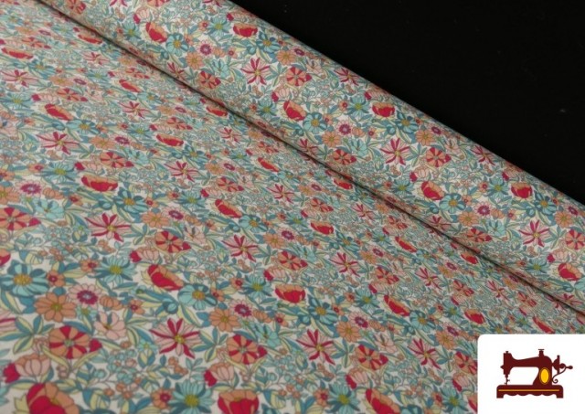 Tissu Tissu en Coton à Fleurs Multicolores