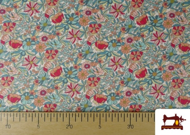 Acheter en ligne Tissu Tissu en Coton à Fleurs Multicolores