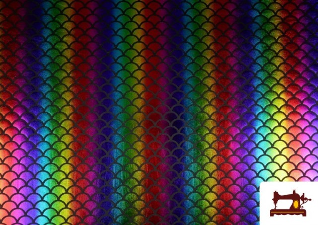 Acheter Tissu en Lycra Écailles Arc-En-Ciel Multicolore