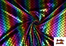 Acheter en ligne Tissu en Lycra Écailles Arc-En-Ciel Multicolore