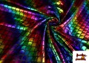 Vente en ligne de Tissu en Lycra Écailles Arc-En-Ciel Multicolore