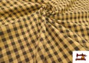 Tissu à carreaux vichy fluo et couleurs froissé Seersucker couleur Beige