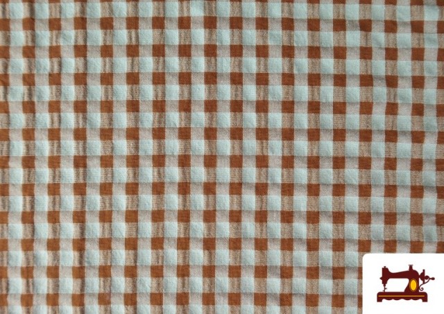 Acheter Tissu à carreaux vichy fluo et couleurs froissé Seersucker couleur Bleu
