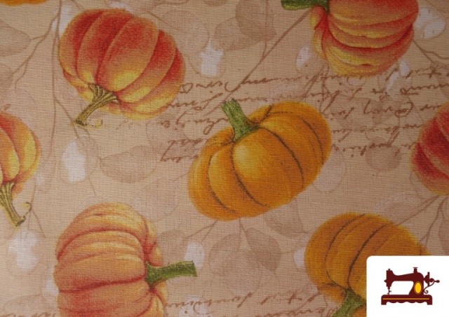 Vente de Tissu Toile Imprimée Citrouilles