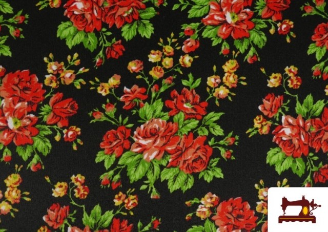 Vente de copy of Tissu en Popeline avec Imprimé Floral Classique Orange