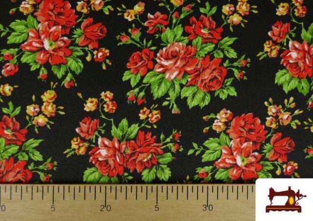 Acheter en ligne copy of Tissu en Popeline avec Imprimé Floral Classique Orange