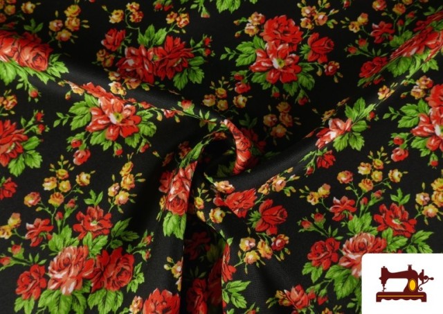 Vente en ligne de copy of Tissu en Popeline avec Imprimé Floral Classique Orange