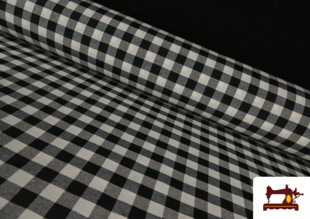 Tissu en Canvas Imprimé avec Carreaux Vichy de Couleurs Largeur 280 cm couleur Noir