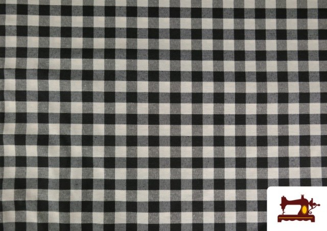 Vente en ligne de Tissu en Canvas Imprimé avec Carreaux Vichy de Couleurs Largeur 280 cm couleur Noir