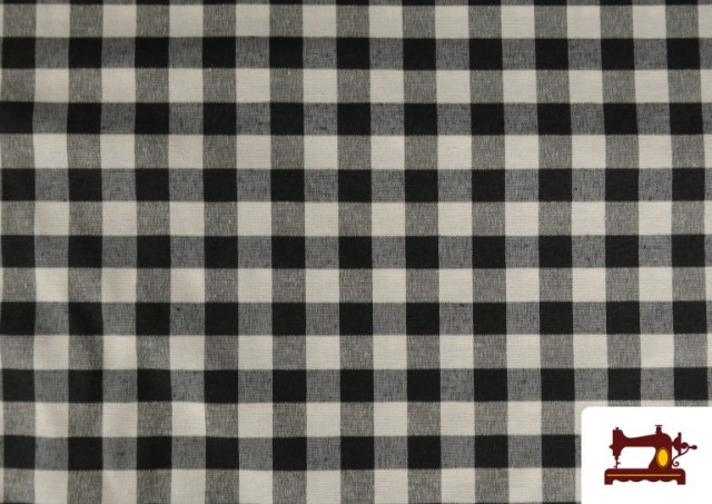 Tissu en Canvas Imprimé avec Carreaux Vichy de Couleurs Largeur 280 cm couleur Noir