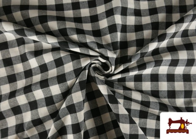 Tissu en Canvas Imprimé avec Carreaux Vichy de Couleurs Largeur 280 cm couleur Noir
