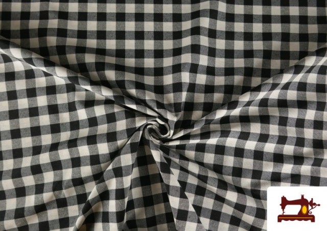Vente de Tissu en Canvas Imprimé avec Carreaux Vichy de Couleurs Largeur 280 cm couleur Noir