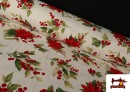 Acheter Tissu Toile Imprimée Fleur de Noël Fil Métallisé Largeur 140