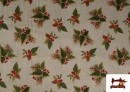 Acheter Tissu Toile Imprimée Feuilles de Noël Fil Métallisé Largeur 140
