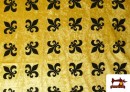 Tissu en Velours Martelé avec Fleur de Lys Médiéval couleur Doré