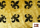 Acheter Tissu en Velours Martelé avec Fleur de Lys Médiéval couleur Doré