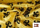 Vente de Tissu en Velours Martelé avec Fleur de Lys Médiéval couleur Doré