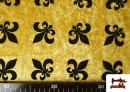 Acheter en ligne Tissu en Velours Martelé avec Fleur de Lys Médiéval couleur Doré