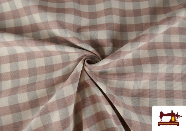 Acheter en ligne Tissu en Canvas Imprimé avec Carreaux Vichy de Couleurs Largeur 280 cm couleur Rose avec Nuances