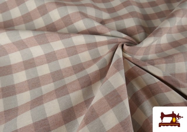 Vente en ligne de Tissu en Canvas Imprimé avec Carreaux Vichy de Couleurs Largeur 280 cm couleur Rose avec Nuances