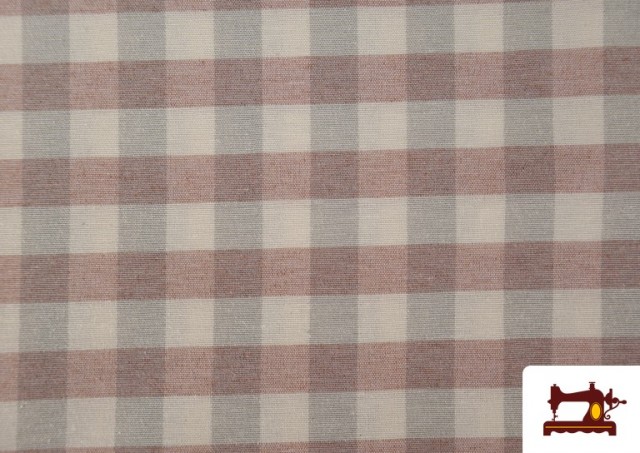 Tissu en Canvas Imprimé avec Carreaux Vichy de Couleurs Largeur 280 cm couleur Rose avec Nuances