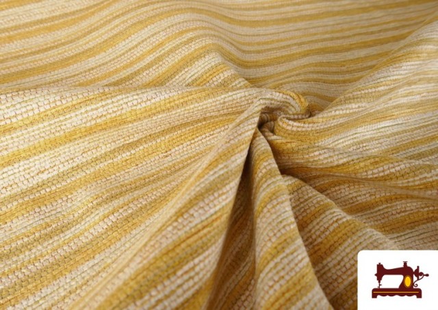 Vente en ligne de Tissu en Chenille à Rayures pour Tapisserie et Décoration couleur Jaune